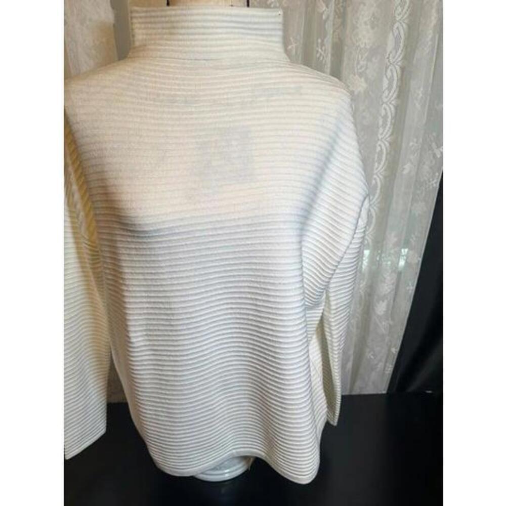 French Connection White Ribbed Mock Neck Sweater - Size Small
